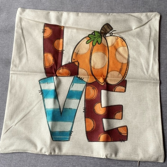 Set of 4 Love Home Pumpkin Autumn Farmhouse Pillow Covers - Picture 6 of 8